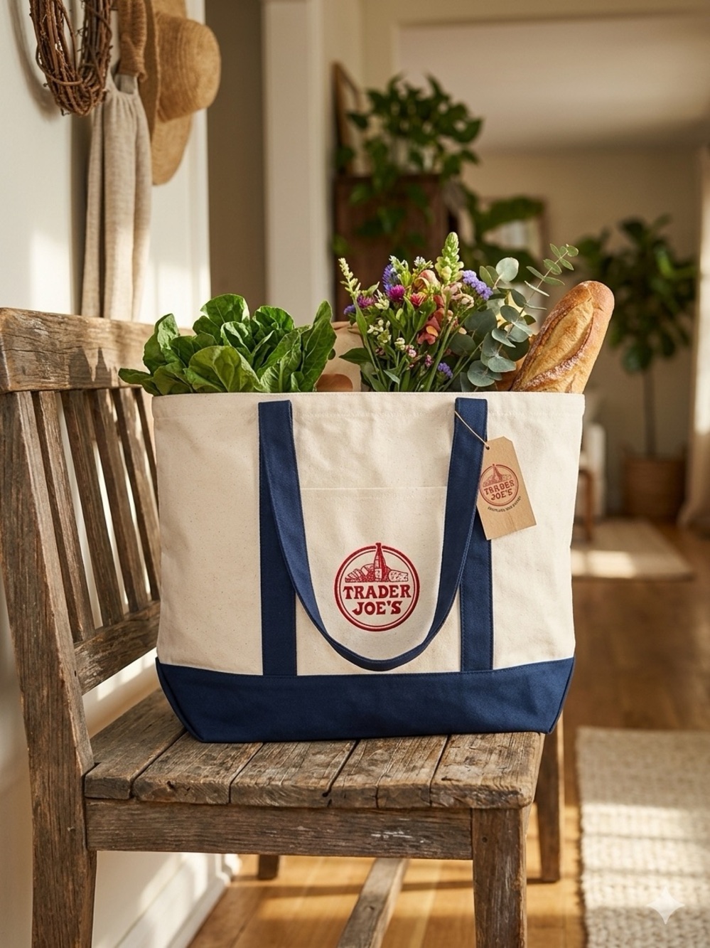 Trader Joe's Classic Large Heavy Duty Canvas Tote Bag NWT